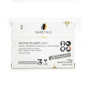 Savon, shampoing et pain de rasage karethic Mousse de karité 3 en 1 100g
