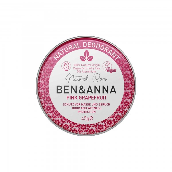 Crème Déodorante Pink Grapefruit en pot Ben & Anna 45g
