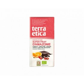Chocolat Noir Bio Super Fruit d'Amazon, Acérola, camu camu et orange cacao du Pérou 65% Terra Etica 100g 