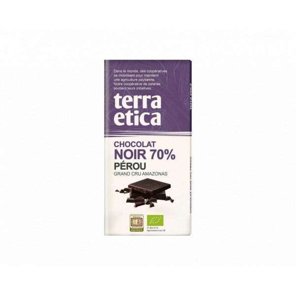 Chocolat Noir Bio 70% de cacao Pérou Terra Etica 100g 