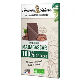 Tablette 100% cacao sans sucre pure origine Madagascar bio 80 g Saveurs & Nature