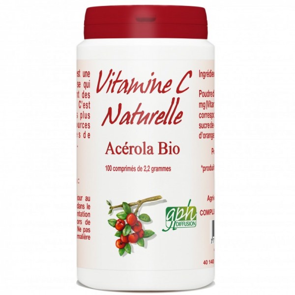 Vitamine C naturelle Acérola Bio 100 comprimés de 2,2g Gph Diffusion